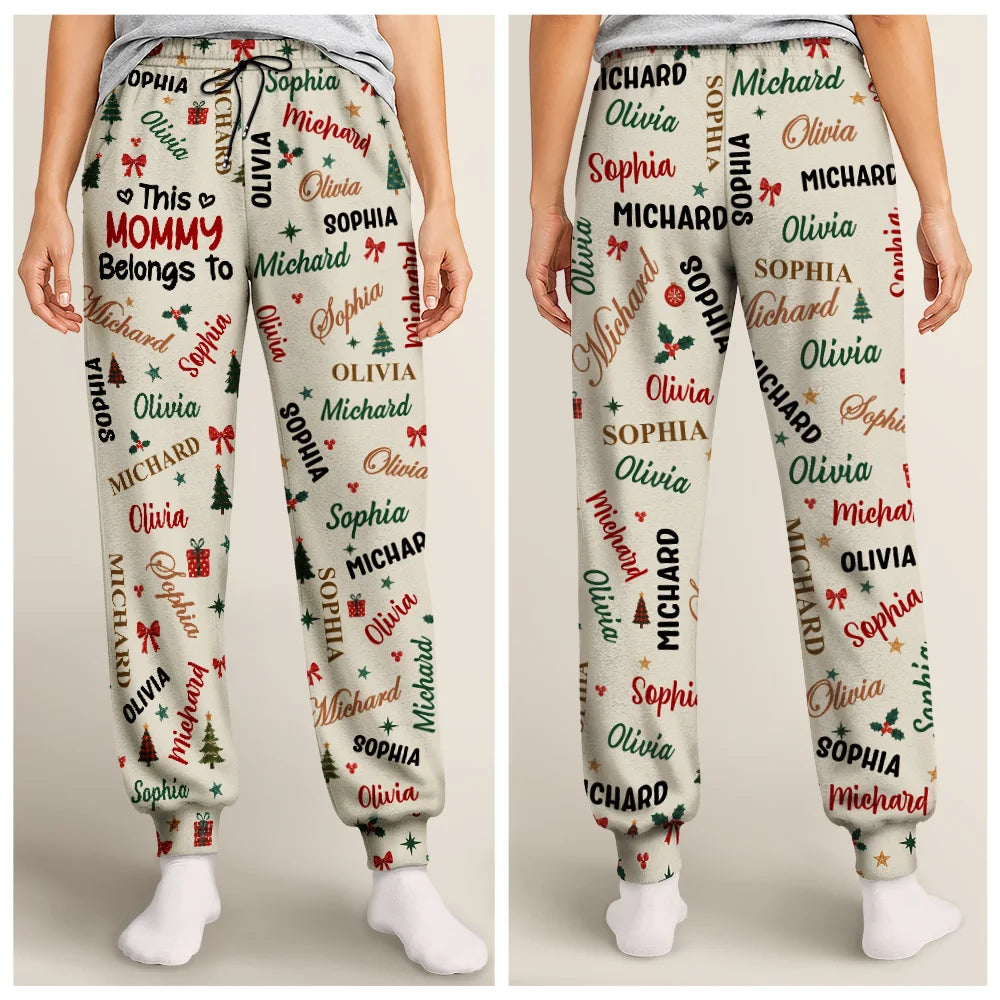 This Grandma Mommy Belongs To Kid Names - Personalized Pajama Pants
