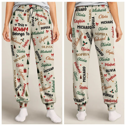 This Grandma Mommy Belongs To Kid Names - Personalized Pajama Pants