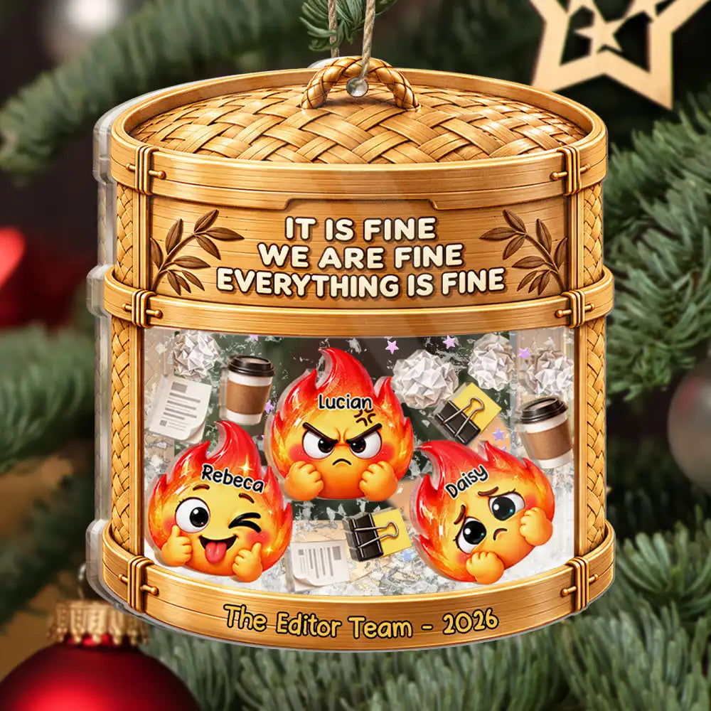 Everything Is Fine Squishy Dumpster Fire - Personalized 3-Layered Acrylic Shaker Ornament
