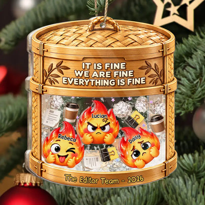 Everything Is Fine Squishy Dumpster Fire - Personalized 3-Layered Acrylic Shaker Ornament