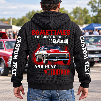 Take It Out & Play - Personalized Classic Car Photo Quarter Zip Hoodie - Gift For Car Lovers A2110