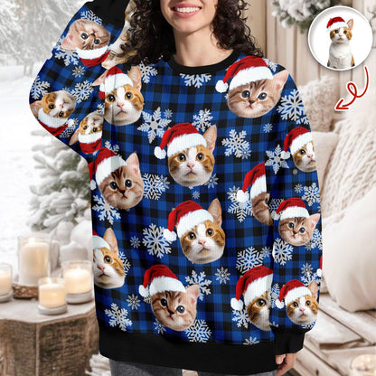 Custom Funny Cat Face Ugly Sweater Christmas Gift HA75 897210