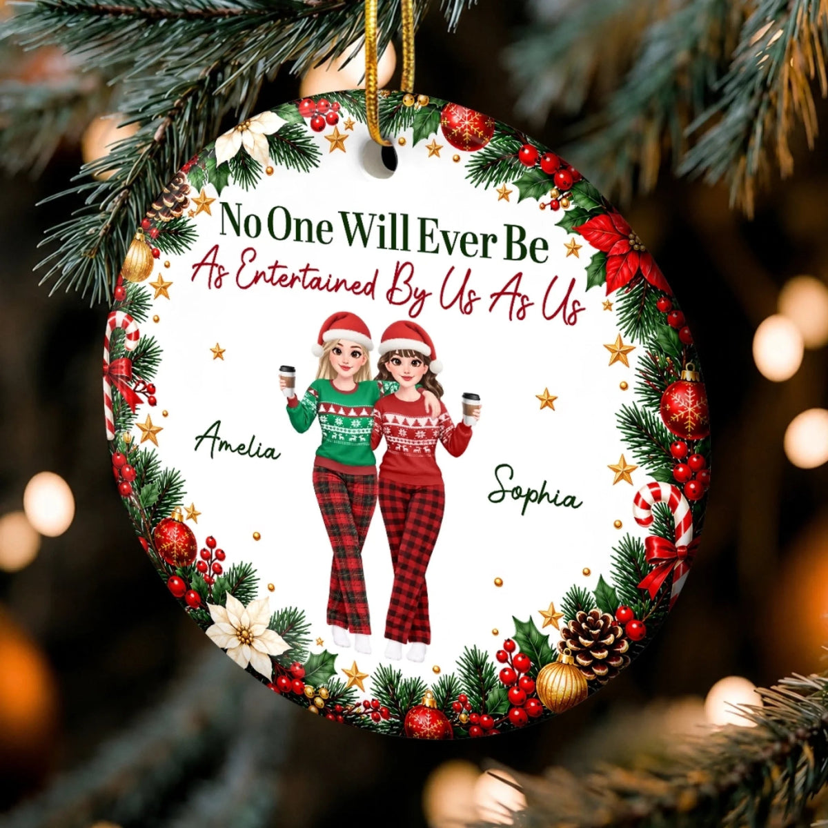 Custom Name Funny Christmas Gifts for Women - Personalized Ceramic Ornament