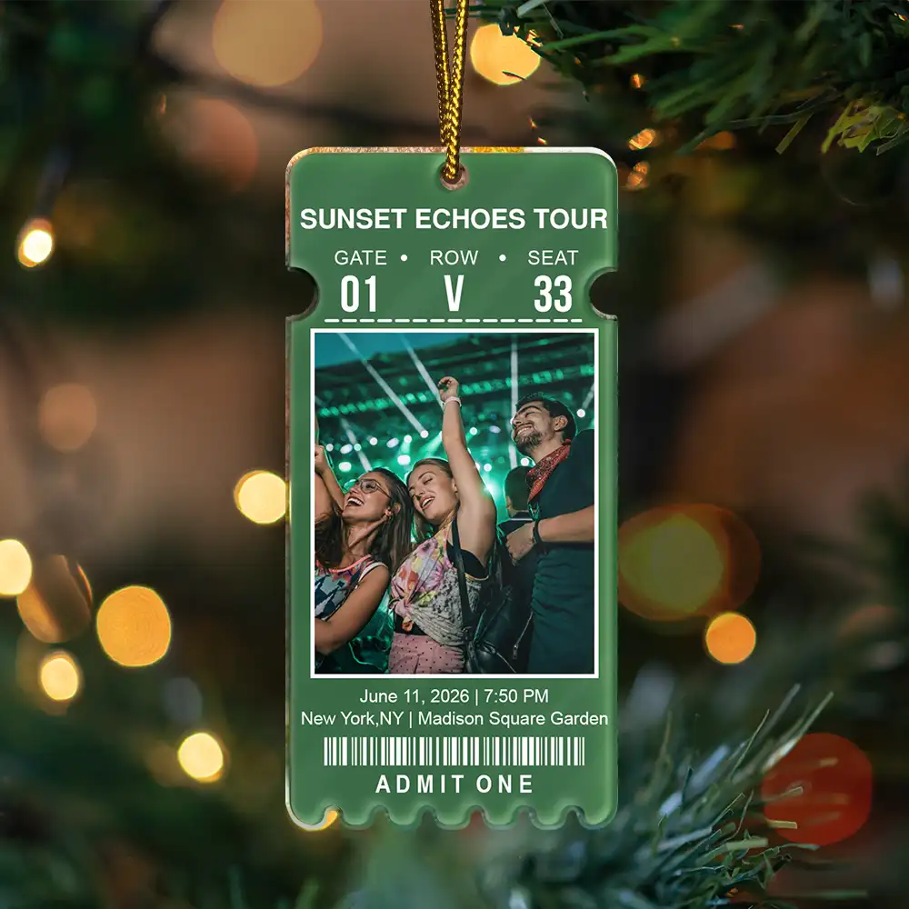 Keepsake For Fans, Music Lovers - Personalized Custom Photo Concert Ticket Acrylic Ornament