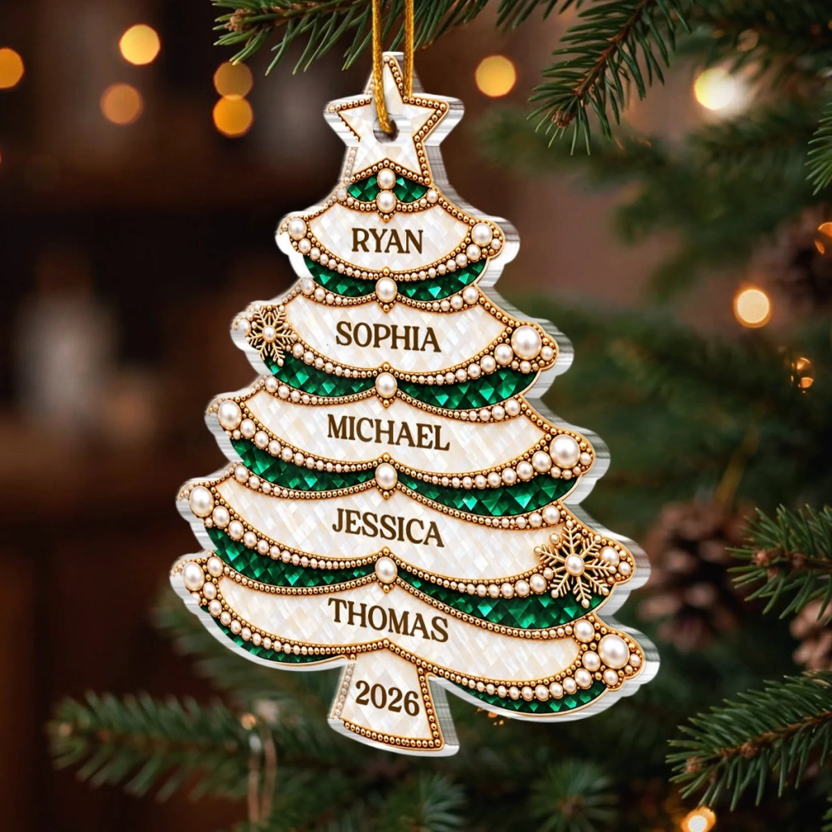 Custom Name Christmas Tree Family Keepsake - Personalized Acrylic Ornament