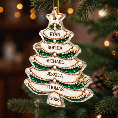 Custom Name Christmas Tree Family Keepsake - Personalized Acrylic Ornament
