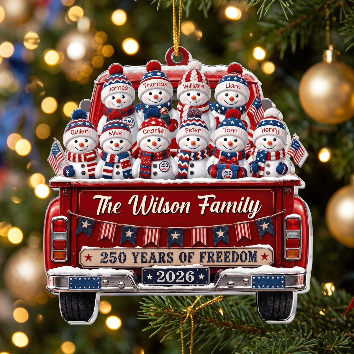 America 250th Anniversary Christmas Gifts For Mom, Dad, Family - Personalized Ornament