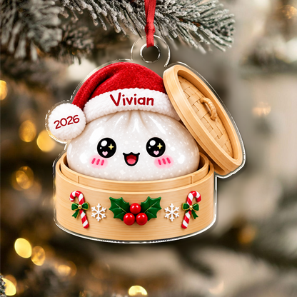 Personalized Glitter Dumpling Christmas Acrylic Ornament Dumpling Lover Gift, Kids Christmas Gift LM32 670141