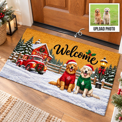 Cute Christmas Dog Cat Upload Photo - Personalized Doormat - Christmas Decoration For Pet Lovers