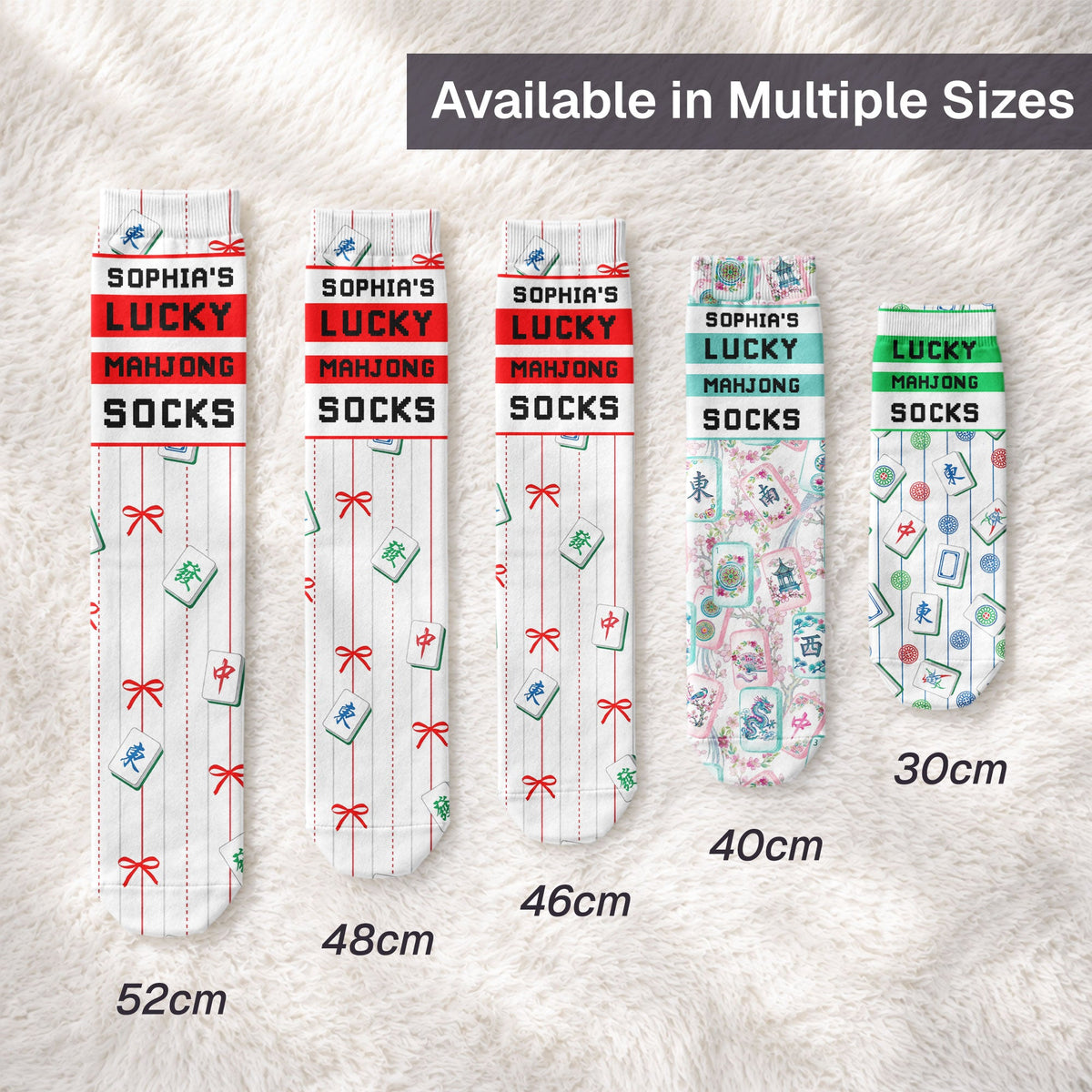 Lucky Mahjong Socks, Gifts For Mahj Group - Personalized Socks