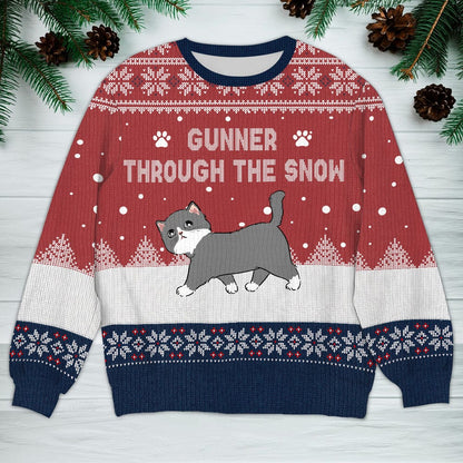 Cat Through The Snow Ugly Sweater Personalized Gift HO82 893100