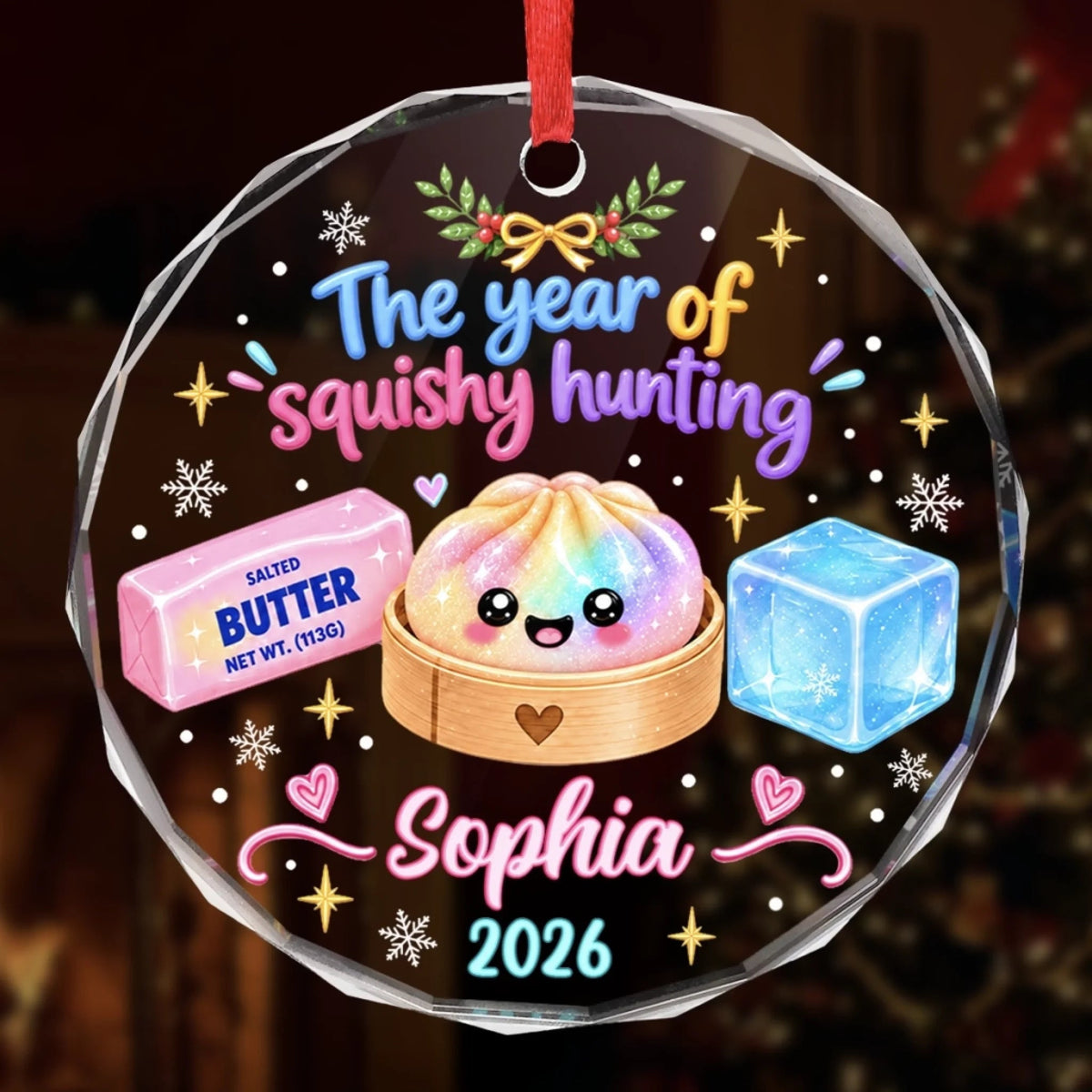 Custom The Year Of Squishy Hunting Christmas Gifts For Kids - Personalized Glass Ornament