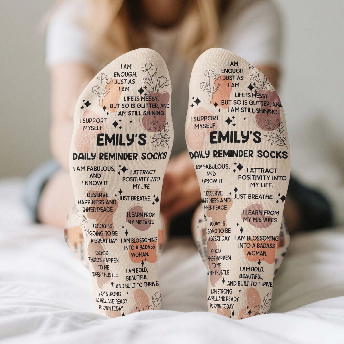 Daily Reminder Socks - Swear Affirmations For Coworkers, Her, Friends, Self Gifts - Personalized Socks