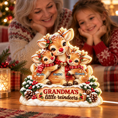 Grandma's Little Reindeers - Personalized Light Box - Heartfelt Christmas Gift for Grandma