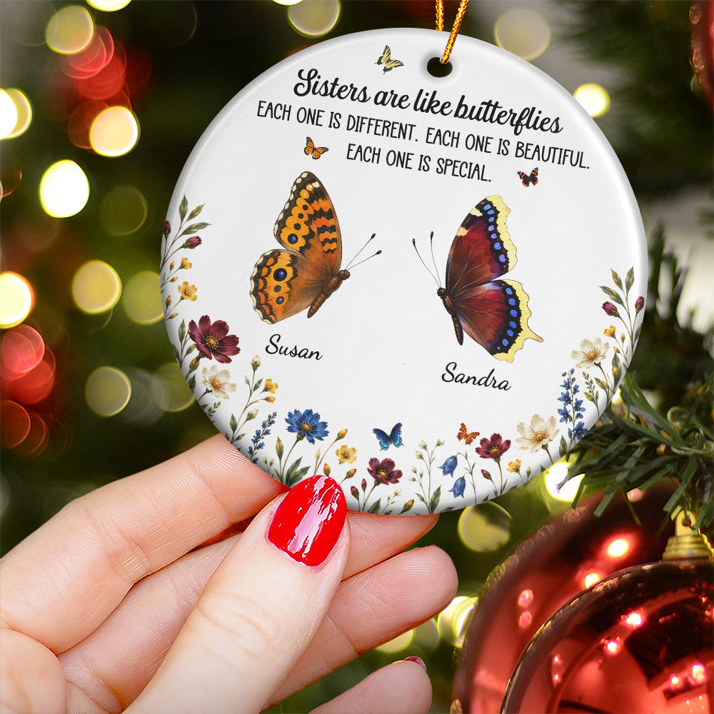Custom Birth Month Butterflies Gift For Sister Friend Sibling - Personalized Ornament