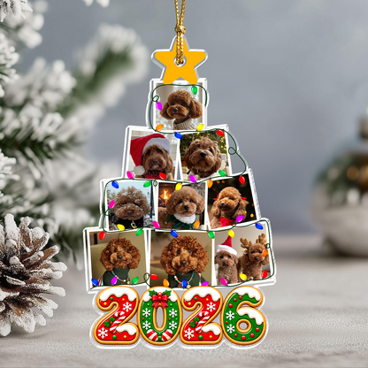 Custom Photo Dog With Christmas Tree Acrylic Ornament HO82 904154