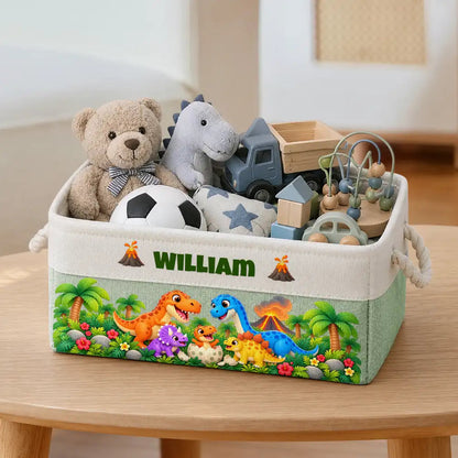 Gift For Kids Boys Girls - Personalized Name Pirate Dinosaur Unicorn Safari World Storage Basket