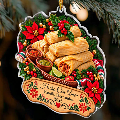 Custom Comidas Navideñas Latinas Ornament, Tamales, Ponche, Pan Dulce & Rosca - Personalized Ornament