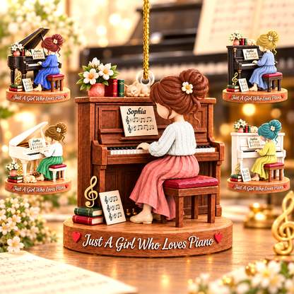 Just A Girl Who Loves Piano, Personalized Piano Ornament, Custom Player Name Gift, Gift For Piano Players Piano Lovers MI209