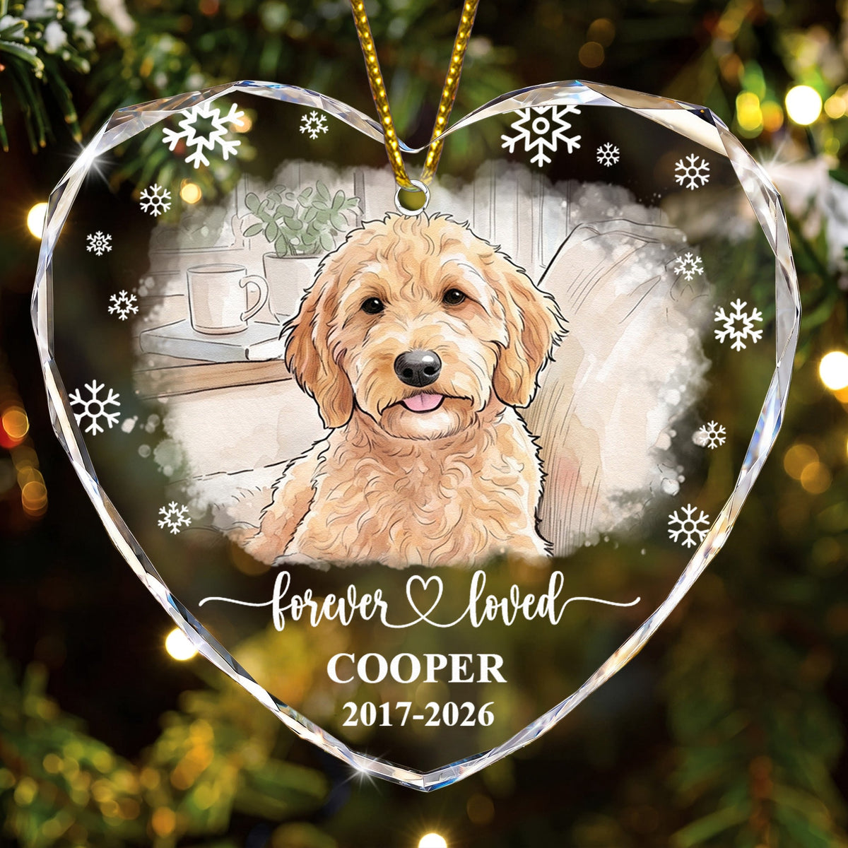 Forever Loved Memorial Pet Watercolor Photo - Personalized Ornament