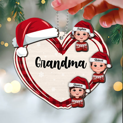 Christmas Grandma's Little Cute Kids Personalized 2-Layer Wooden Ornament