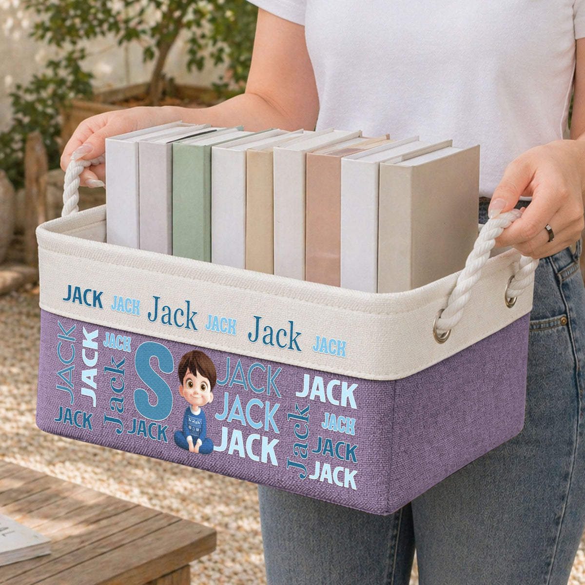 Kid Name Pattern - Personalized Storage Basket
