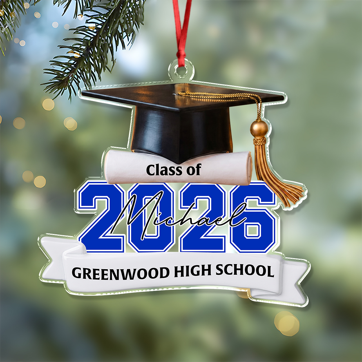 Custom Class Of 2026 2027 Personalized Acrylic Ornament Christmas Gift For Senior, For Graduation HA75 919548