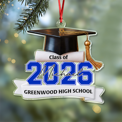 Custom Class Of 2026 2027 Personalized Acrylic Ornament Christmas Gift For Senior, For Graduation HA75 919548