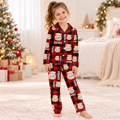Custom Name Glitter Dumpling Bamboo Kids Christmas Pajamas TH10 171455