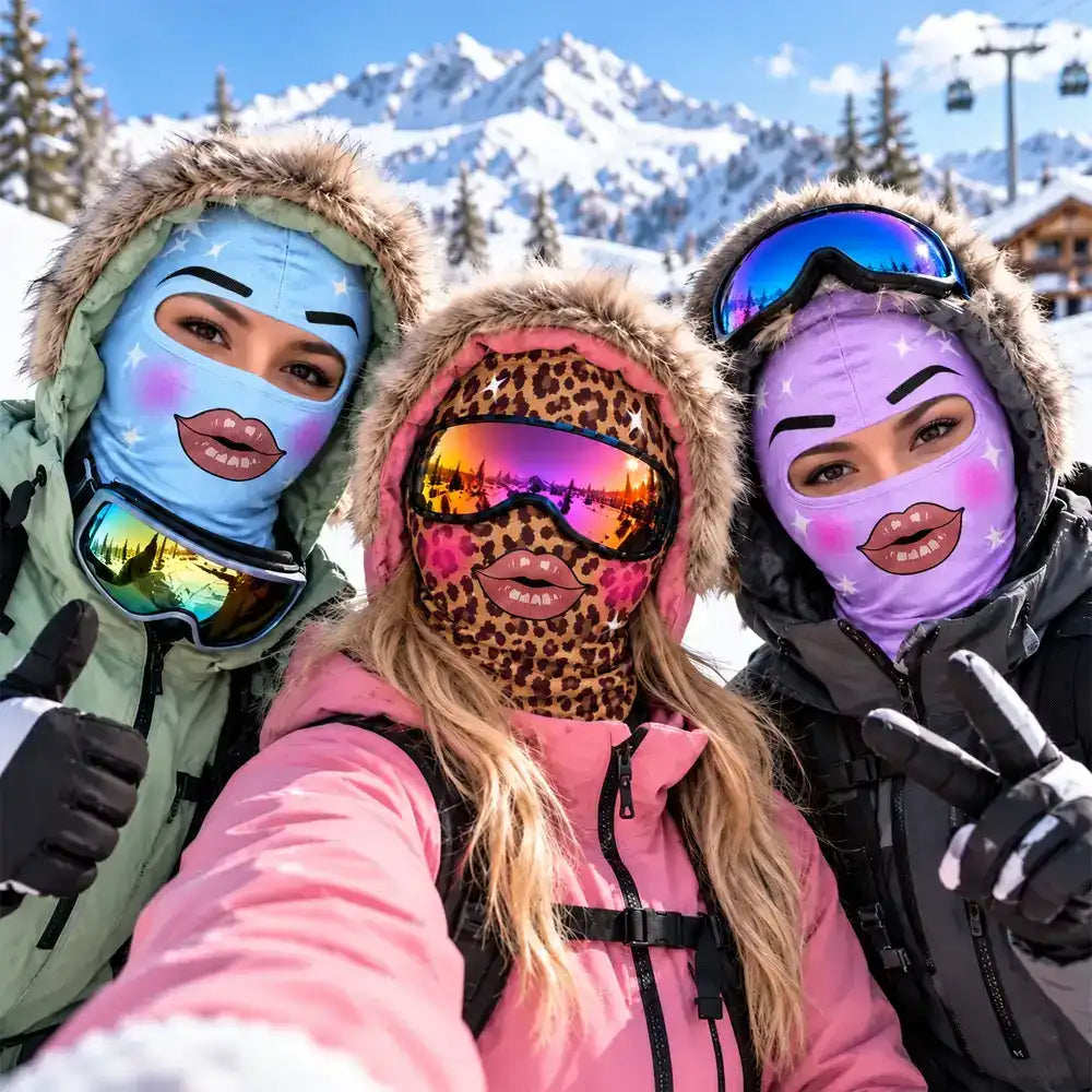 Funny Matching Gift For Skier Besties - Personalized Glam Face Balaclava Face Mask