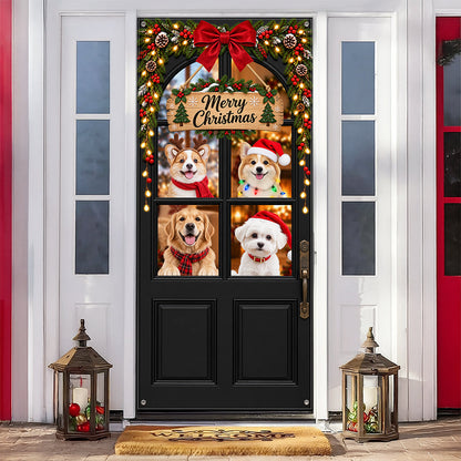 Custom Dog Photo Merry Christmas Home Decor Door Cover CH07 180622