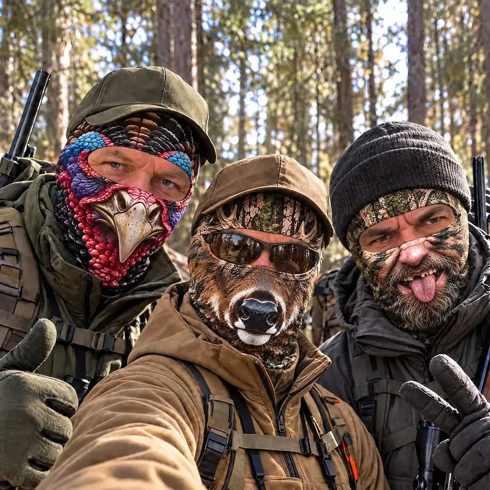 Gag Gift For Men Who Love Hunting, Hunter, Friend - Personalized Funny Realistic Buck, Turkey Head Balaclava Face Mask