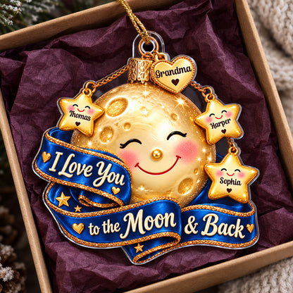 Grandma Grandkids Moon & Stars 2D Flat - Personalized Acrylic Ornament - Christmas Gift For Grandma