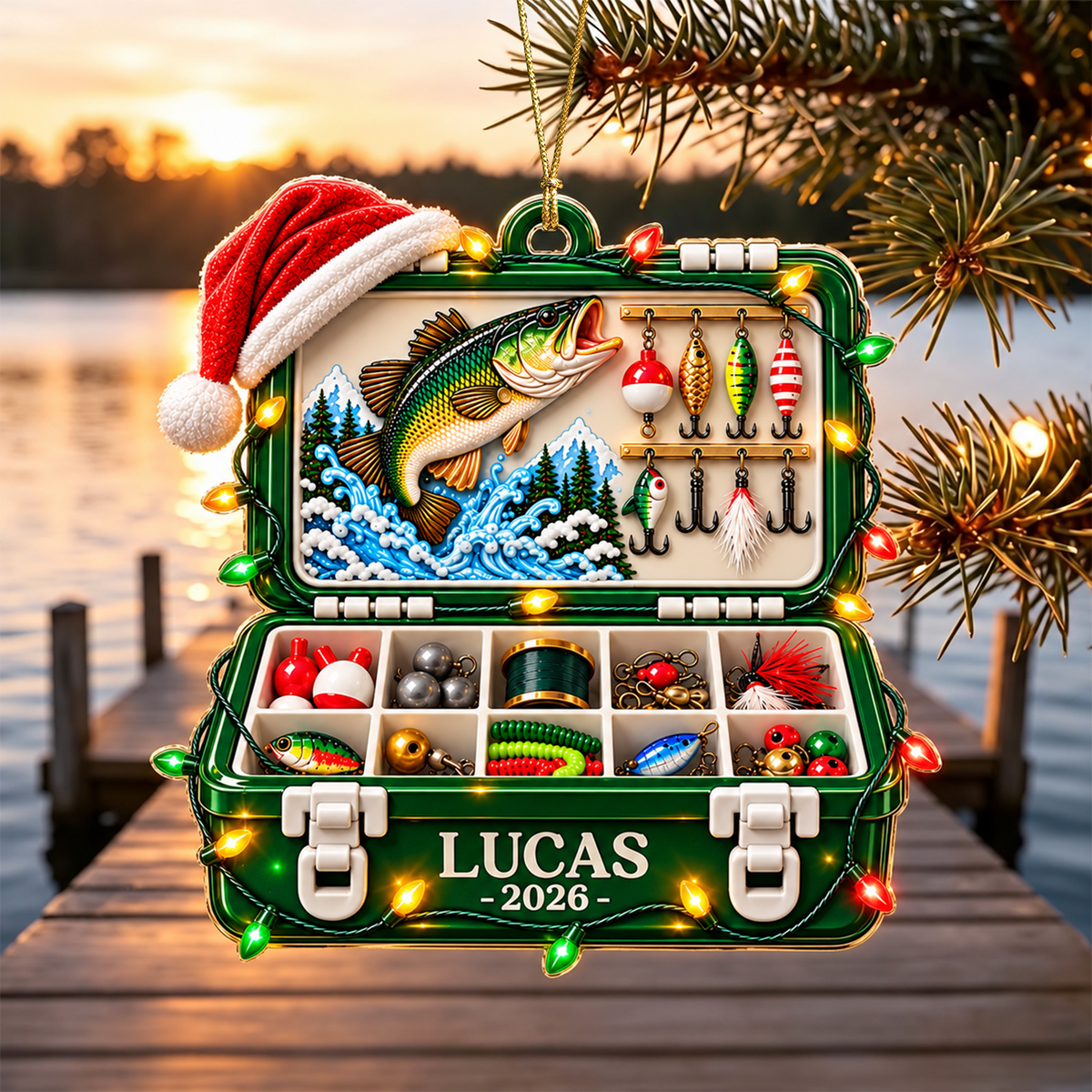 Personalized Fishing Tackle Box 3D Christmas Acrylic Ornament, Custom Acrylic Hanging Decor For Fisherman And Dad CH07 180780