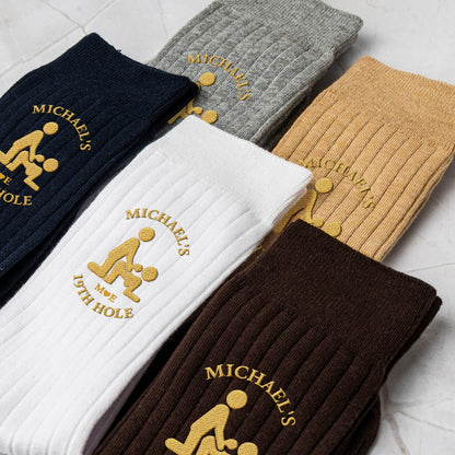 19th Hole Adult Humor Golf Gift Spicy Gift For Him, Husband, Boyfriend - Personalized Embroidered Socks