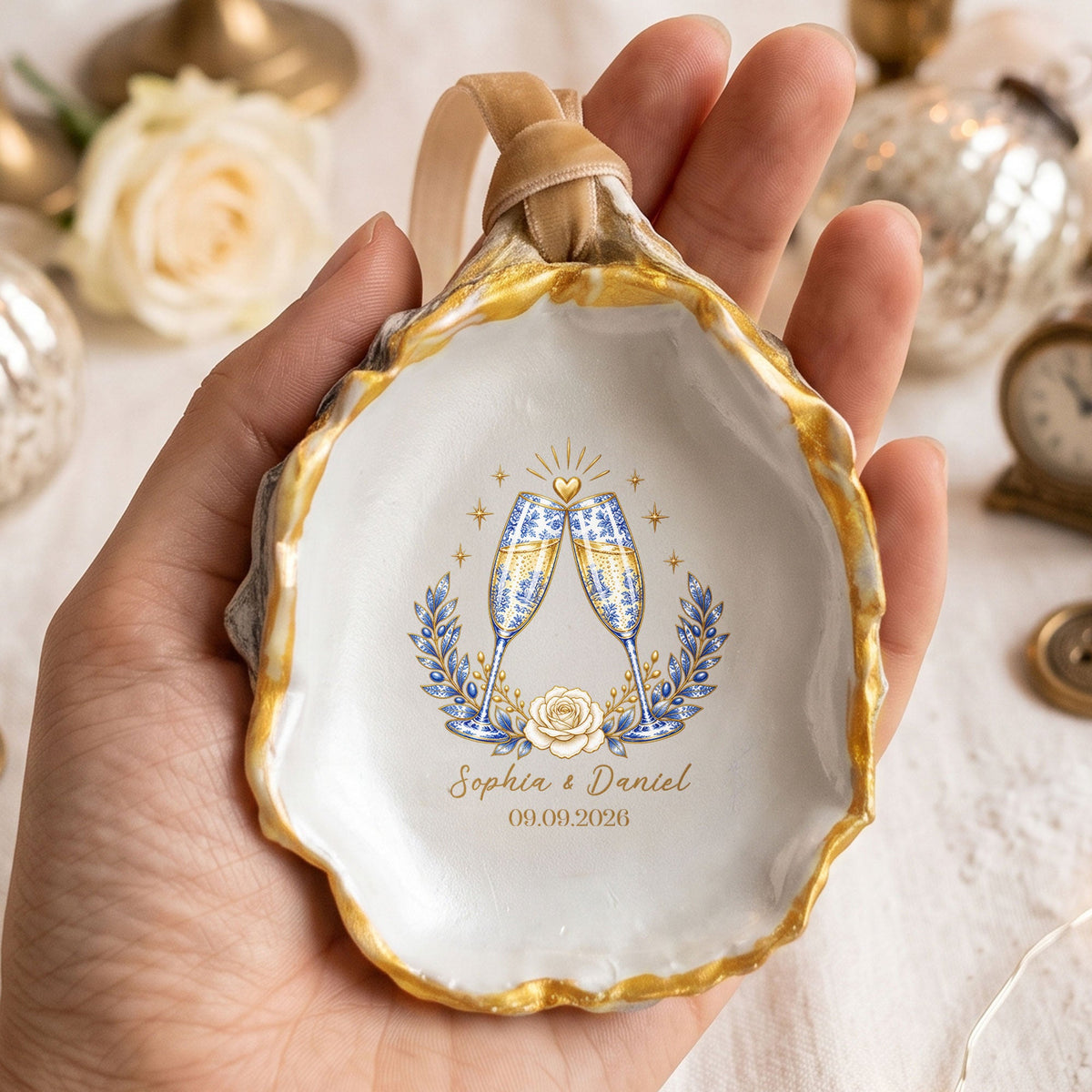 Custom Name & Date First Christmas Couple Wedding Christmas Gifts - Personalized Ornament