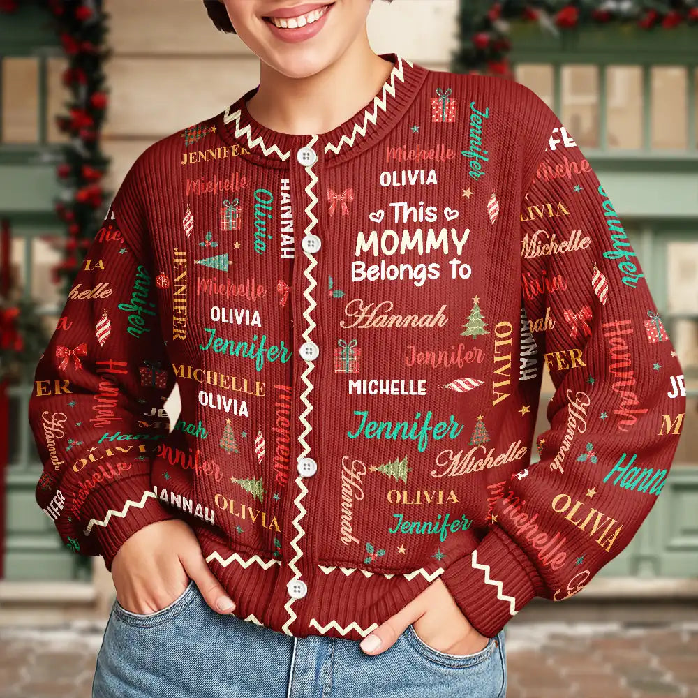 Christmas Gift For Grandma Nana - Personalized Kids Names Cardigan