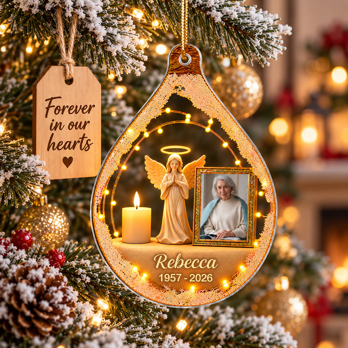 Your Light Still Shines Photo Memorial - Personalized Acrylic Ornament - Mom Loss Gift, Dad Memorial Gift, In Loving Memory Keepsake, Sympathy Gift
