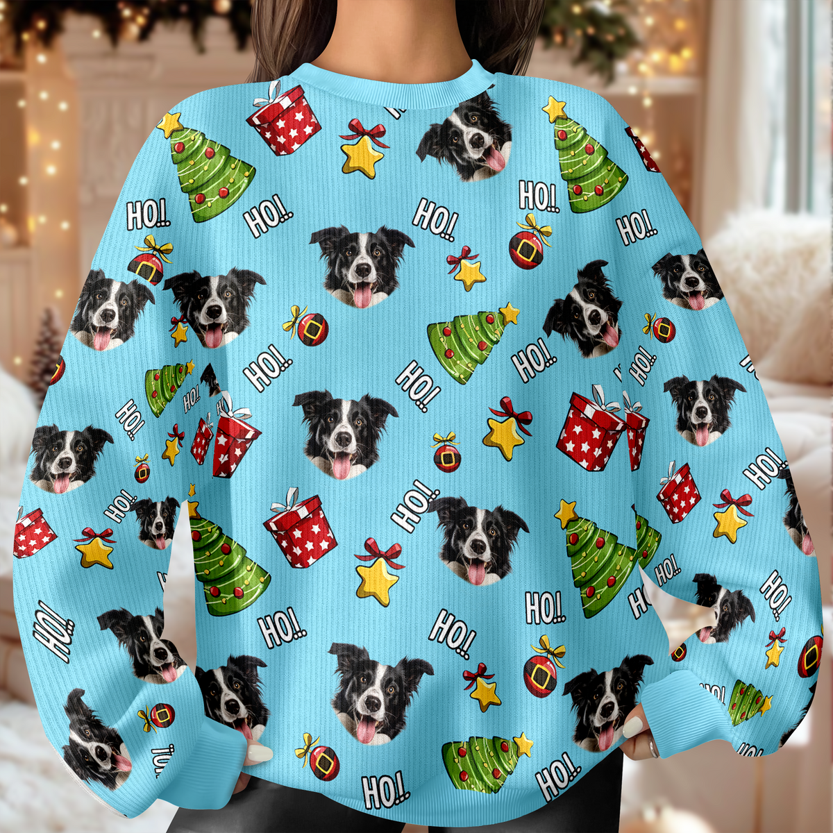 Custom Pet Photo Ho Ho Ho Ugly Sweater Funny Christmas Gift For Pet Lovers CH07 899298