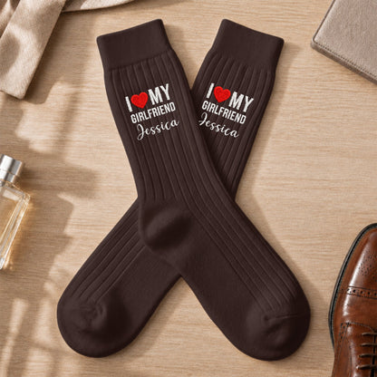 I Love My Wife Girlfriend Anniversary Valentine's Day Gift For Husband, Gift For Him - Personalized Socks