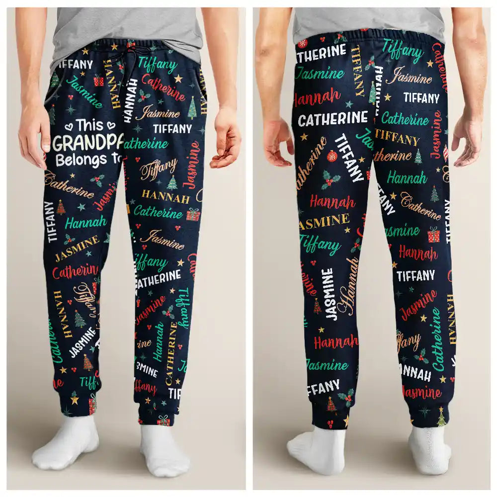 Christmas Gift For Grandpa Papa - Personalized Grandkids Name Pajama Pants