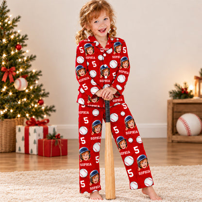 Custom Photo, Name And Number Baseball Kid Pajamas HA75 919398