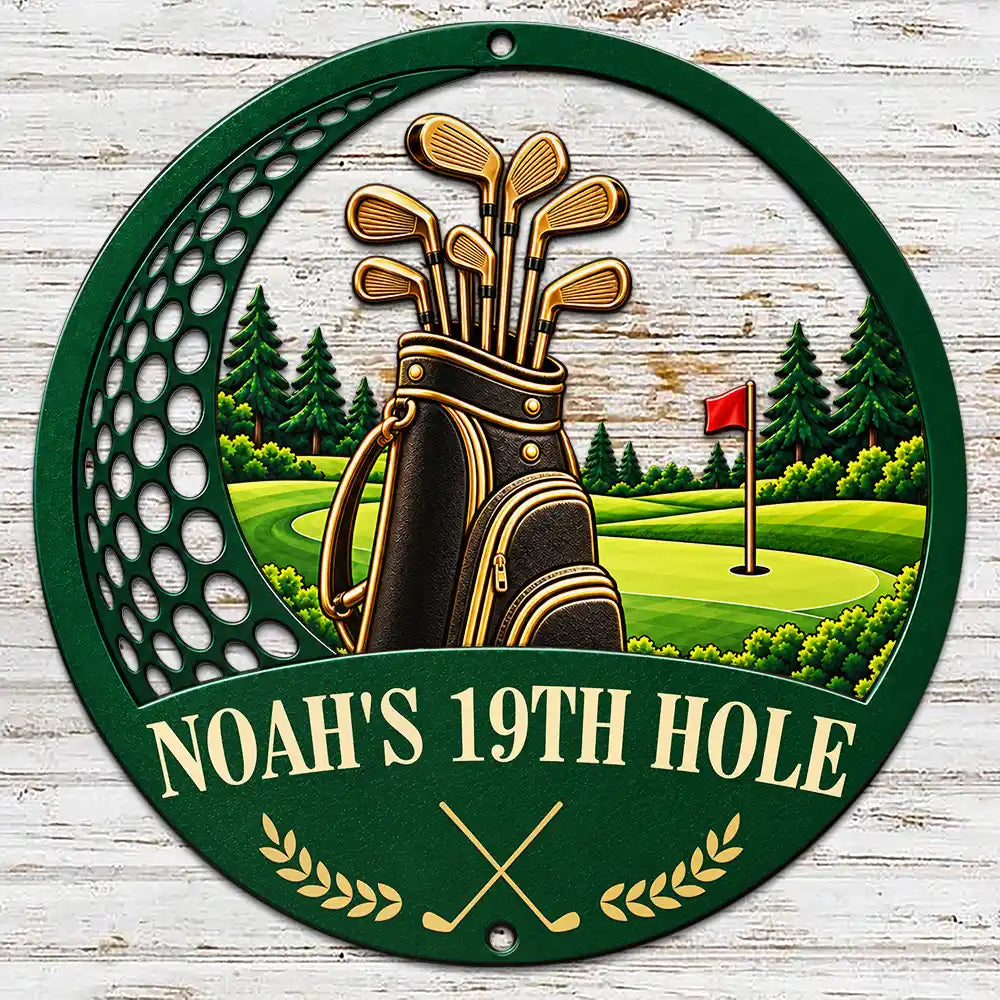 Decor Gift For Golfers - Personalized 19th Hole Metal Sign
