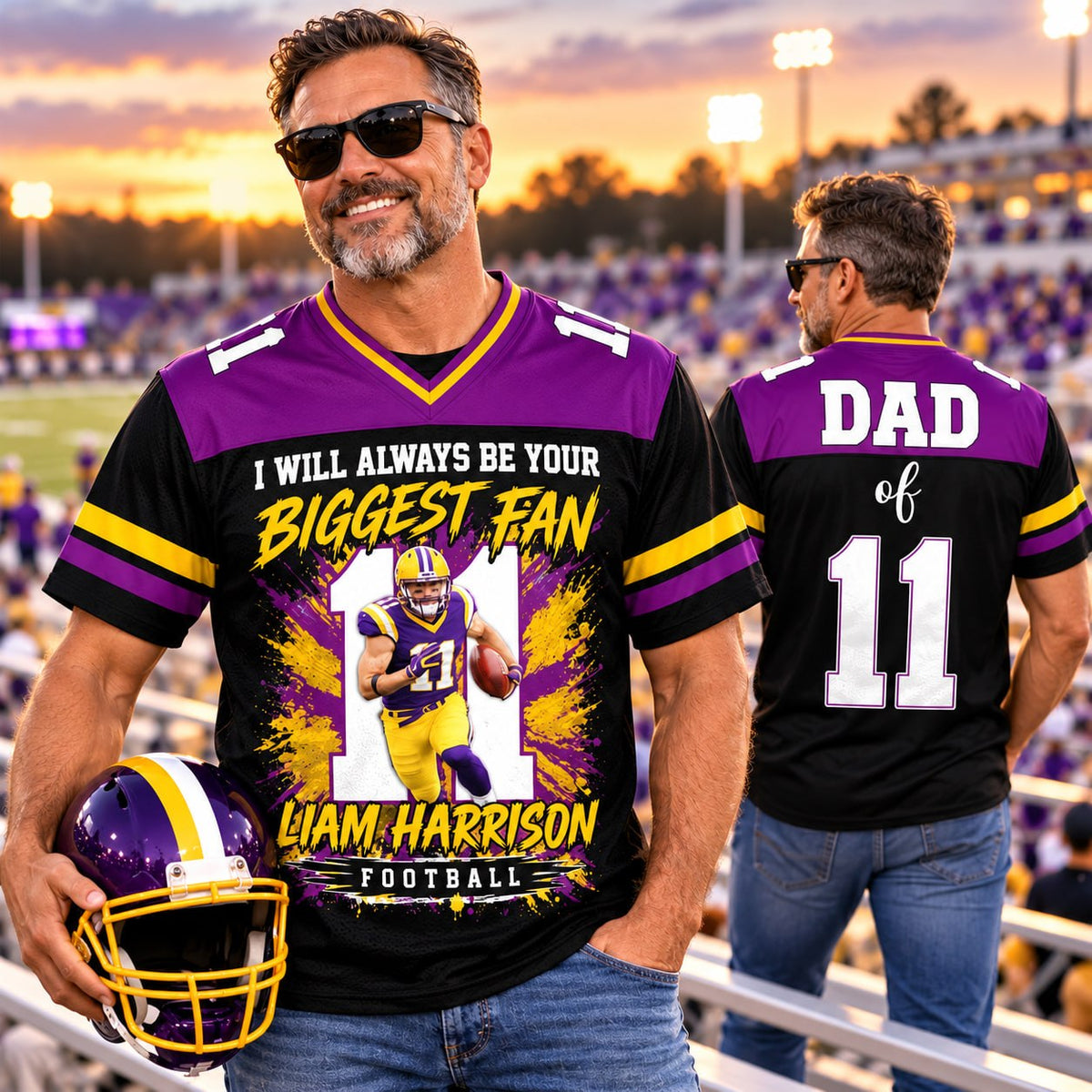 Personalized I Will Always Be Your Biggest Fan ,Custom Photo Jersey , Photo & Number, Football Mom Gift Na02