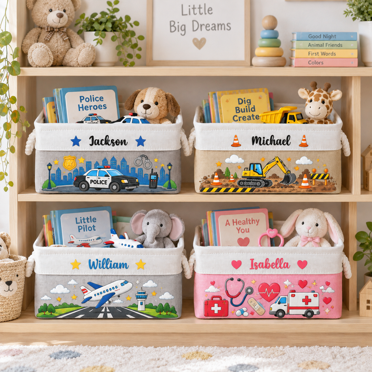 Custom Toy & Book Basket For Kids, Daughter, Son - Personalized Storage Basket