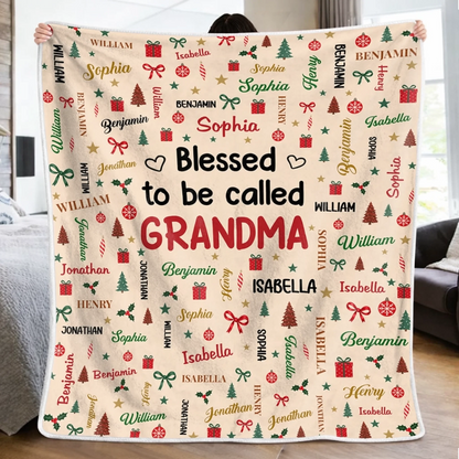 Custom Name Blessed Grandma And Grandpa Christmas Gifts - Personalized Blanket