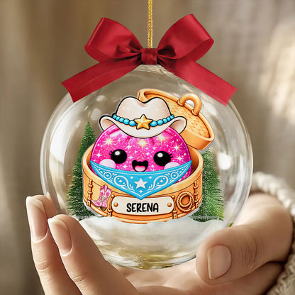 Western Cowgirl Dumpling, Year Of Squishy Hunting - Personalized 3D Acrylic Ball Ornament