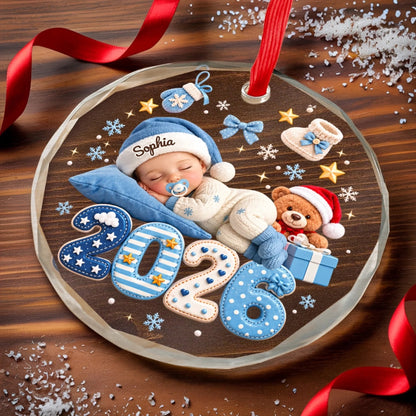 Custom Name Baby Christmas Gifts - Personalized Glass Ornament