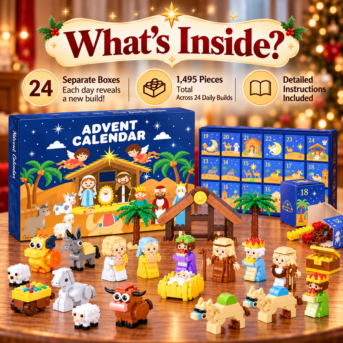 Twenty Four Days Of Building Blocks - Nativity Advent Calendar