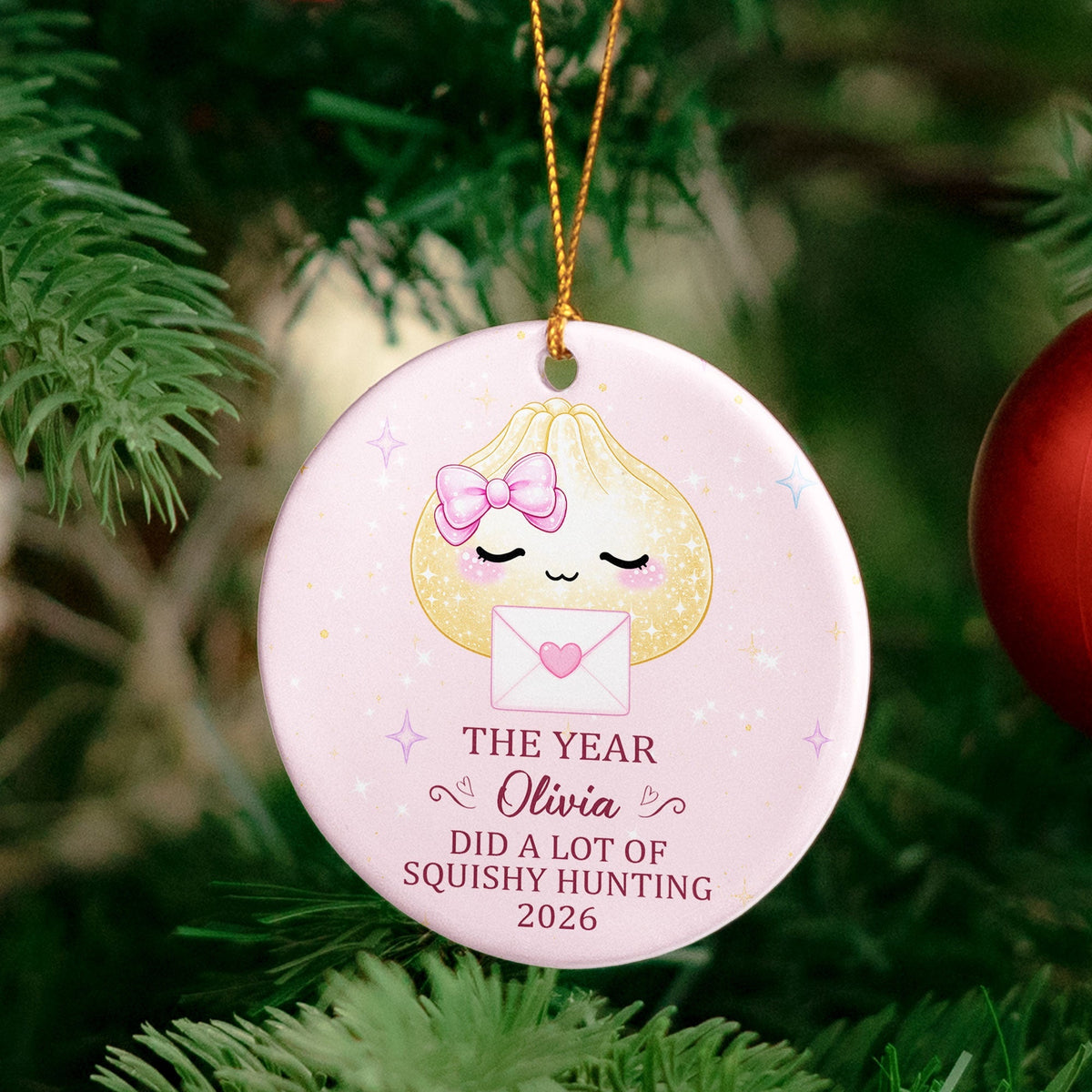 Cute Gift For Kids 2026 Cute Dumpling Squishy Hunter - Personalized Ornament